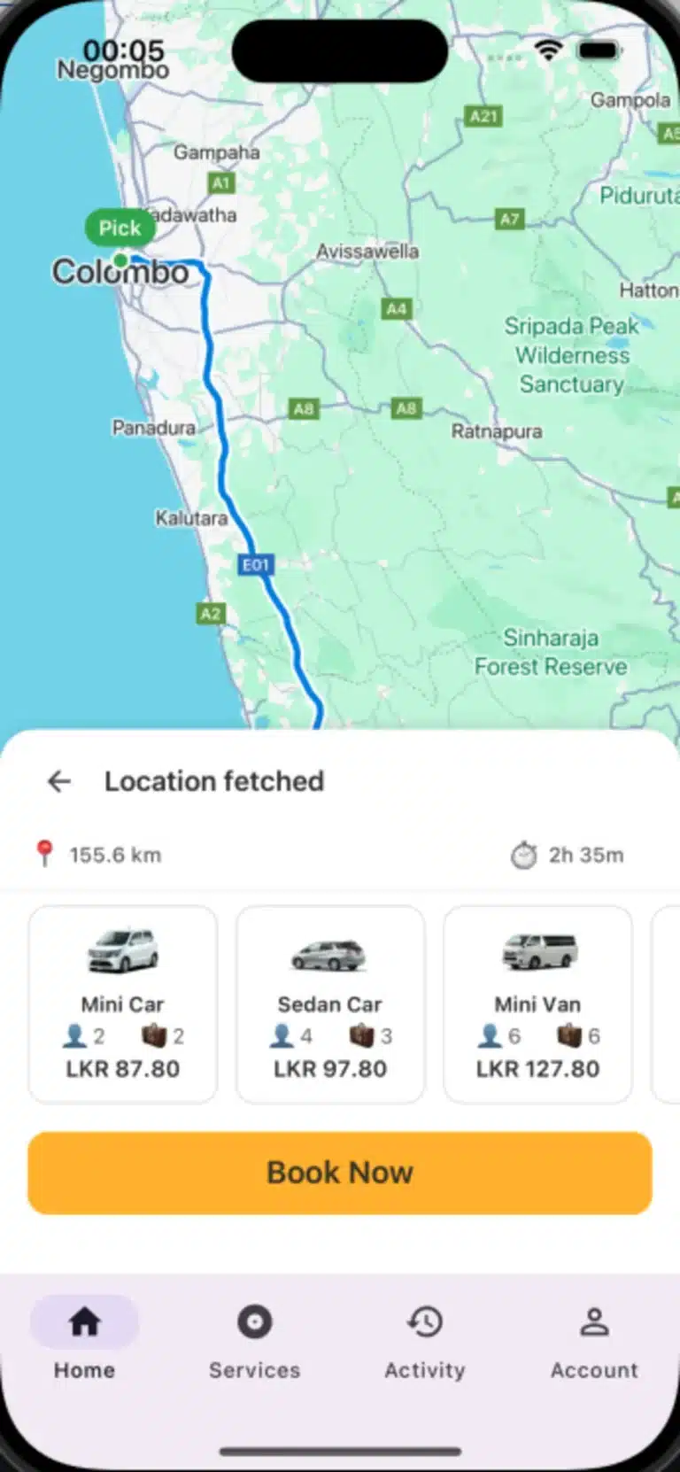 mirissa cabs mobile app