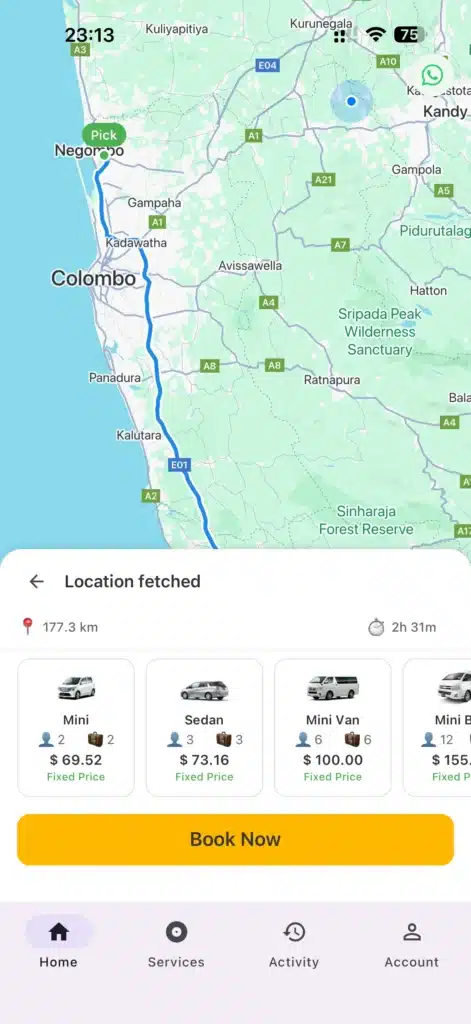 mirissa cabs app